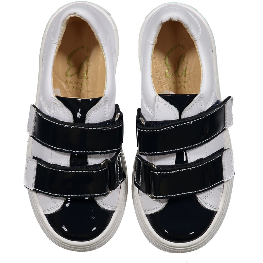 Papanatas White/Navy Patent Velcro Sneaker
