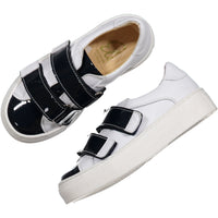 Papanatas White/Navy Patent Velcro Sneaker