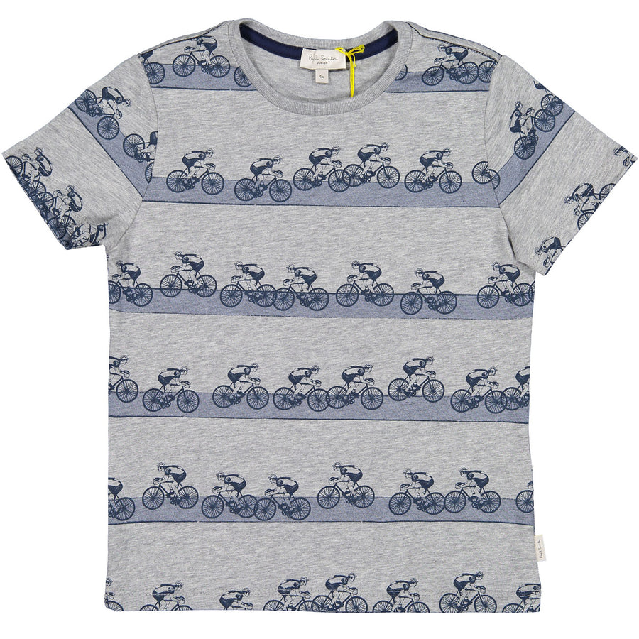 Paul Smith Junior Grey Bike Stripe Tee