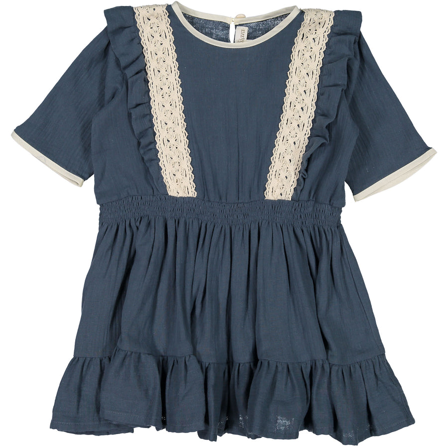 Belle Chiara Bue Ruffle Elbow Dress