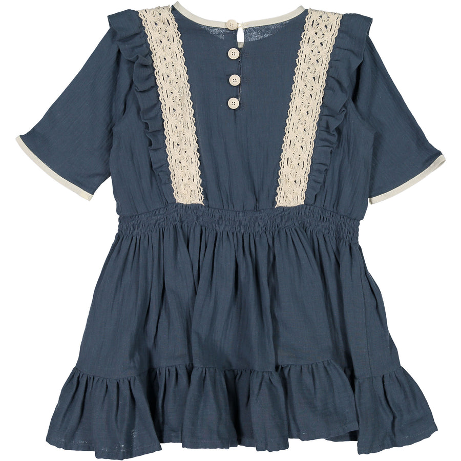 Belle Chiara Bue Ruffle Elbow Dress