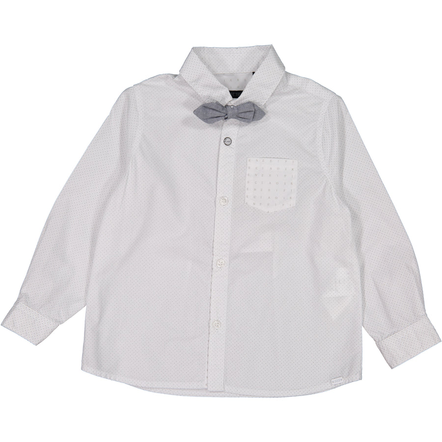 IKKS White Button Down With Bowtie