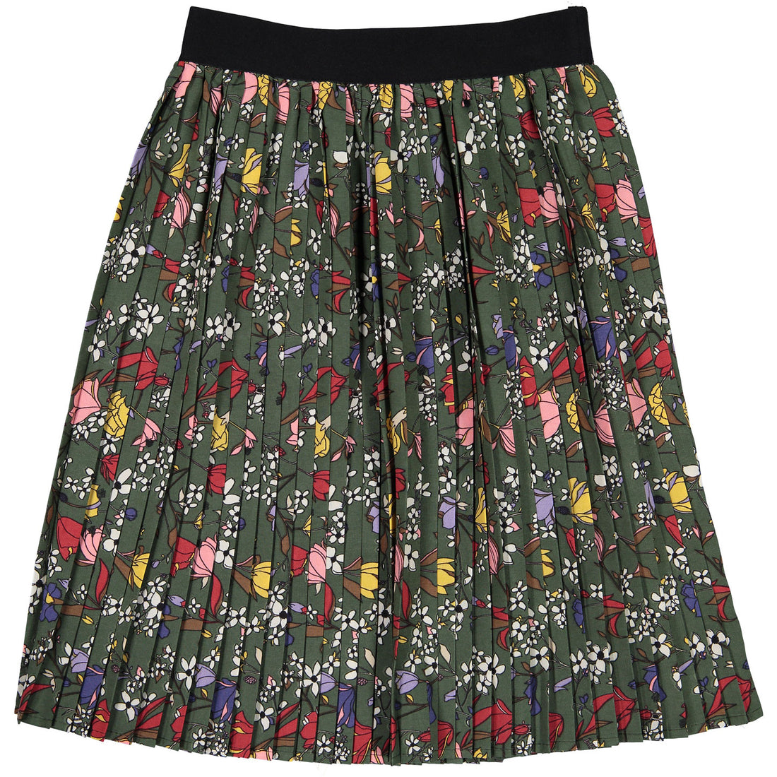 Ava and Lu Green Floral Pleated Skirt
