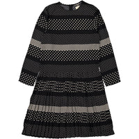 A4 Black/Cream Print Pleated Dress
