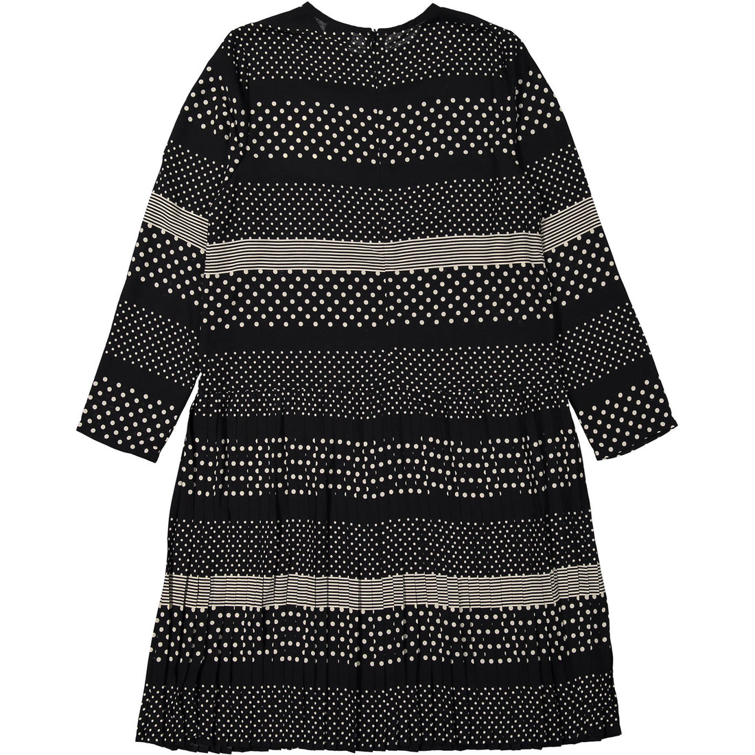 A4 Black/Cream Print Pleated Dress