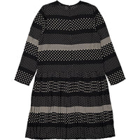 A4 Black/Cream Print Pleated Dress