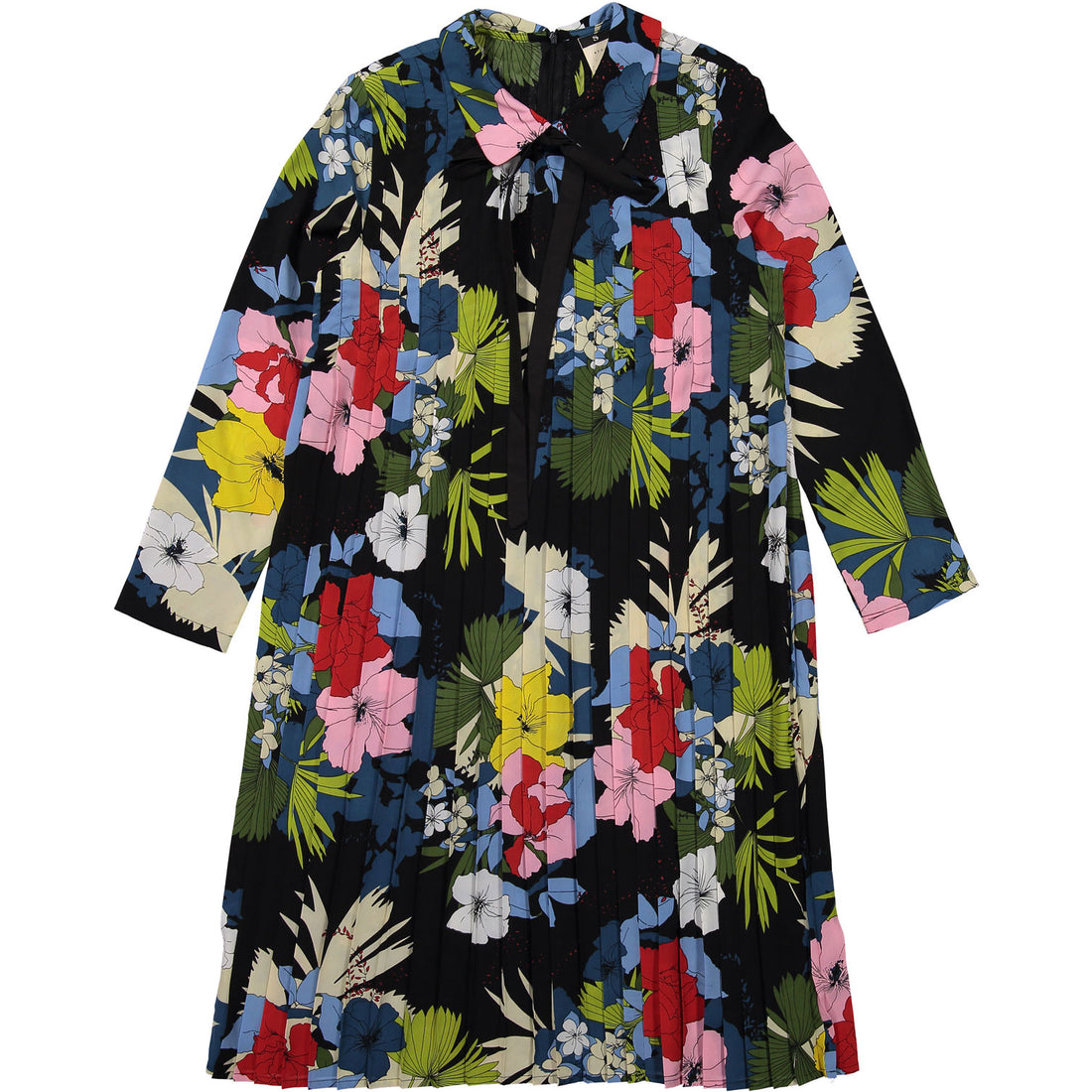 A4 Red Floral Ribbon Collar Dress