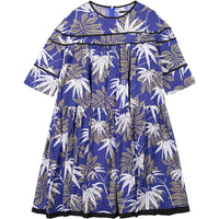 ROWE Blue Abstract Palm Tree Dress