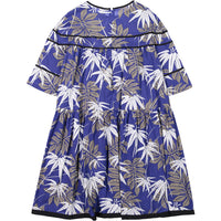 ROWE Blue Abstract Palm Tree Dress