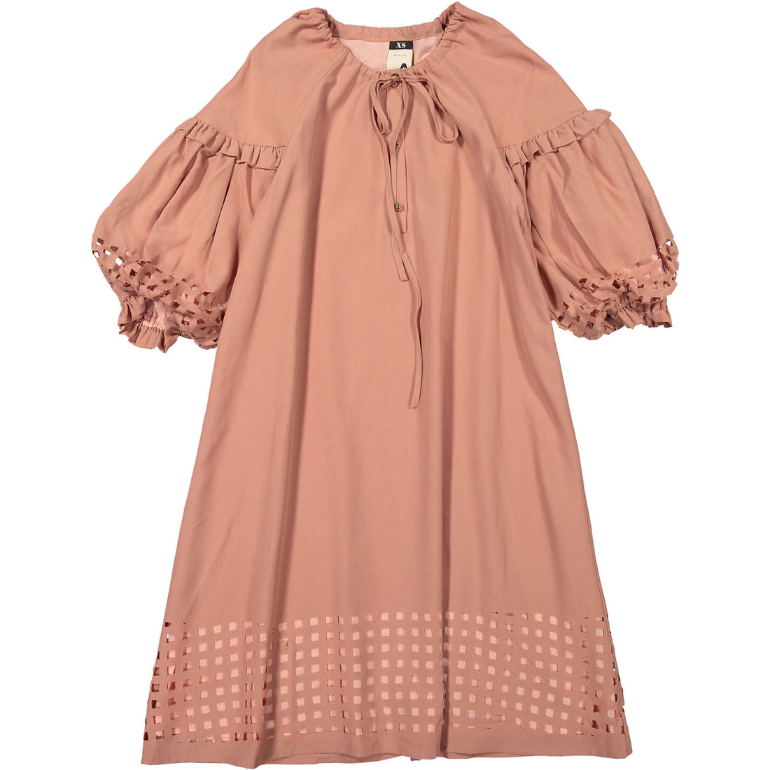 A4 Pink Openwork Hem Dress