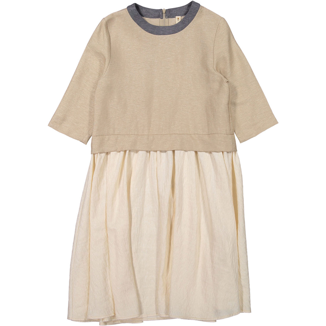 Ava and Lu Beige Lurex Dropwaist Dress