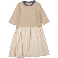 Ava and Lu Beige Lurex Dropwaist Dress