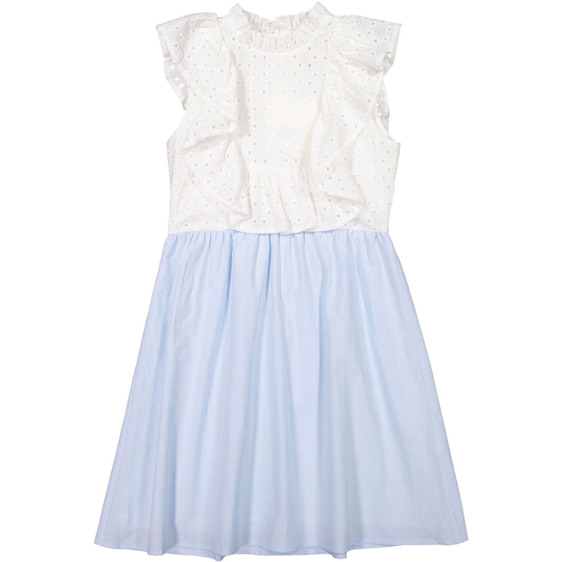 A4 Light Blue/Cream Ruffle Pinafore