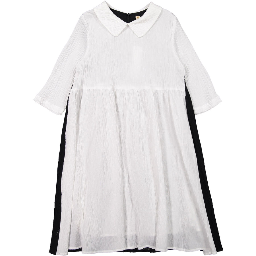 Ava and Lu Cream/Black Wrinkled Collar Dress