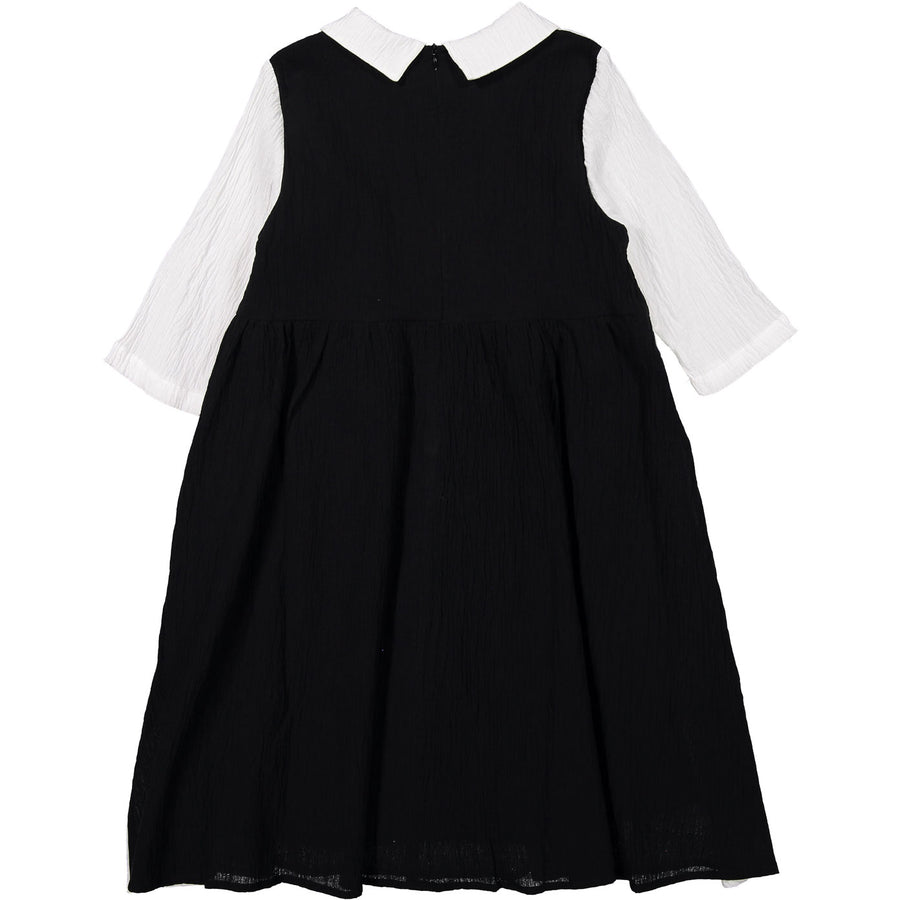 Ava and Lu Cream/Black Wrinkled Collar Dress