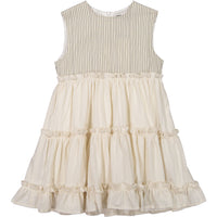ROWE Cream Tiered Ruffle Maxi Dress