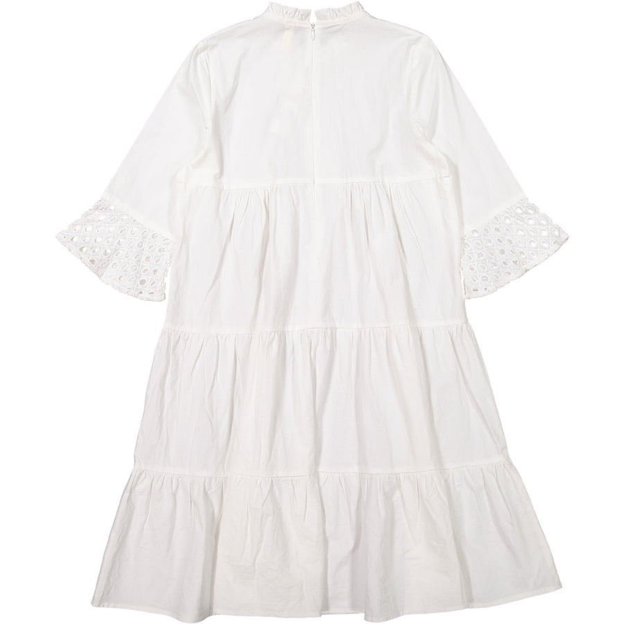 Ava and Lu Cream Tiered Eyelet Detail Dress