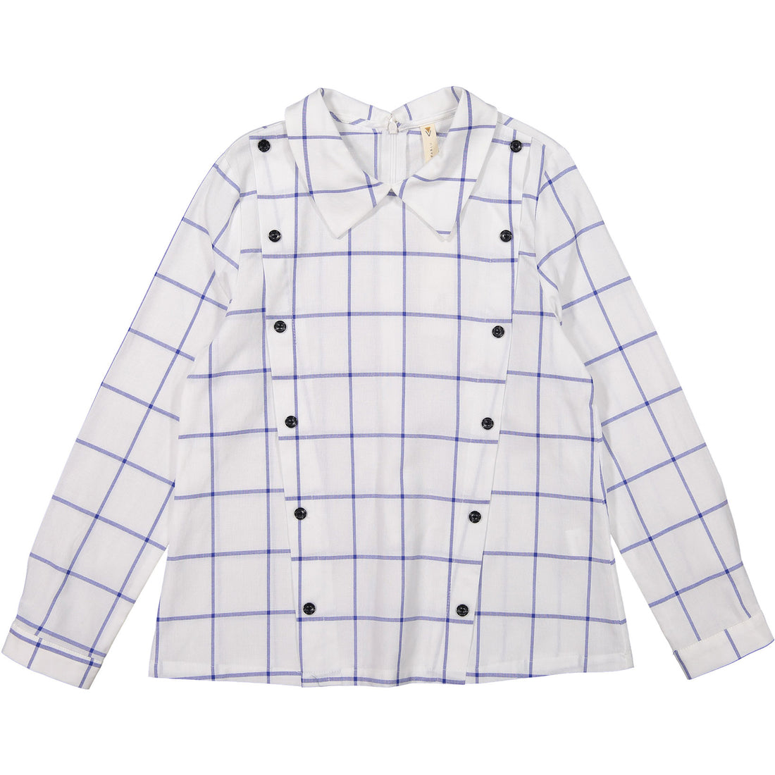 Ava and Lu White Grid Print Blouse