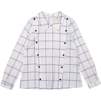 Ava and Lu White Grid Print Blouse