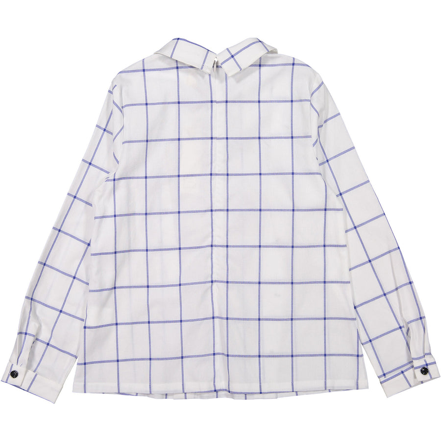 Ava and Lu White Grid Print Blouse