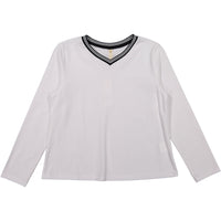 Ava and Lu White V-neck Sporty Tee