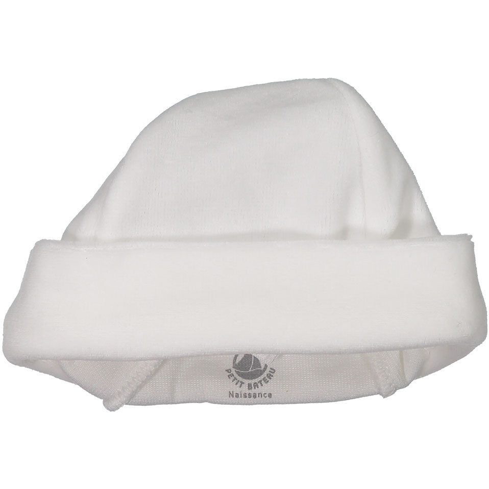 Petit Bateau White Velour Baby Hat
