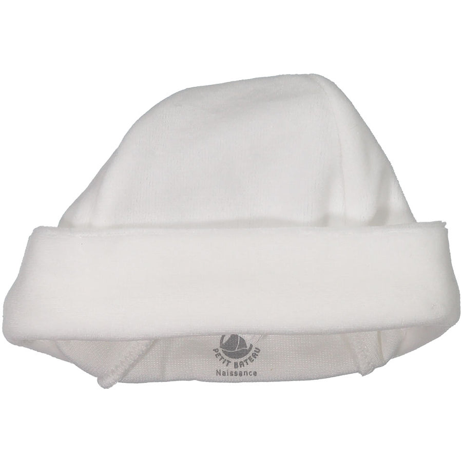 Petit Bateau White Velour Baby Hat