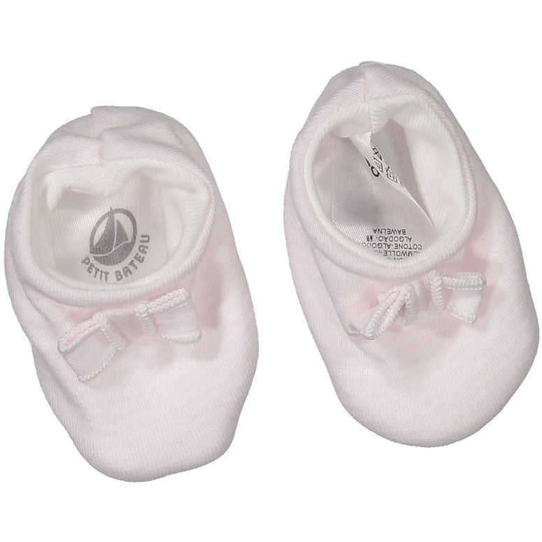 Petit Bateau Pink Striped Bonnet and Booties