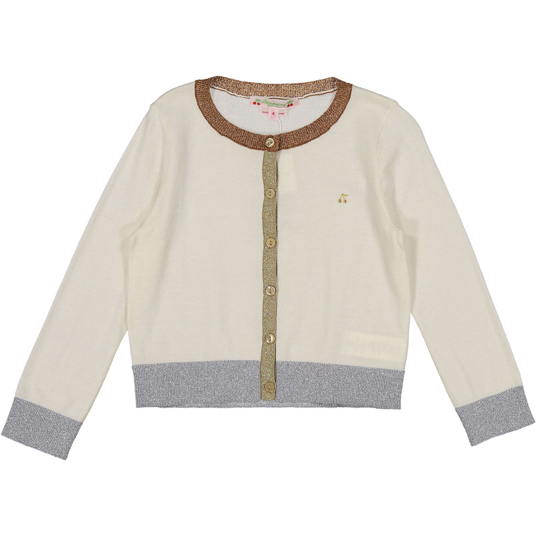 Bonpoint Ecru Coloblock Baby Cardigan