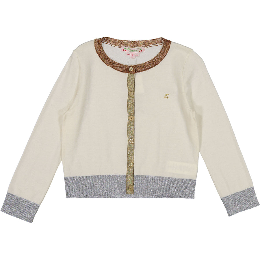 Bonpoint Ecru Coloblock Baby Cardigan