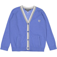 Bonpoint Bright Blue Trimmed V-neck Cardigan