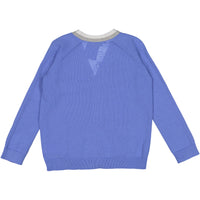 Bonpoint Bright Blue Trimmed V-neck Cardigan