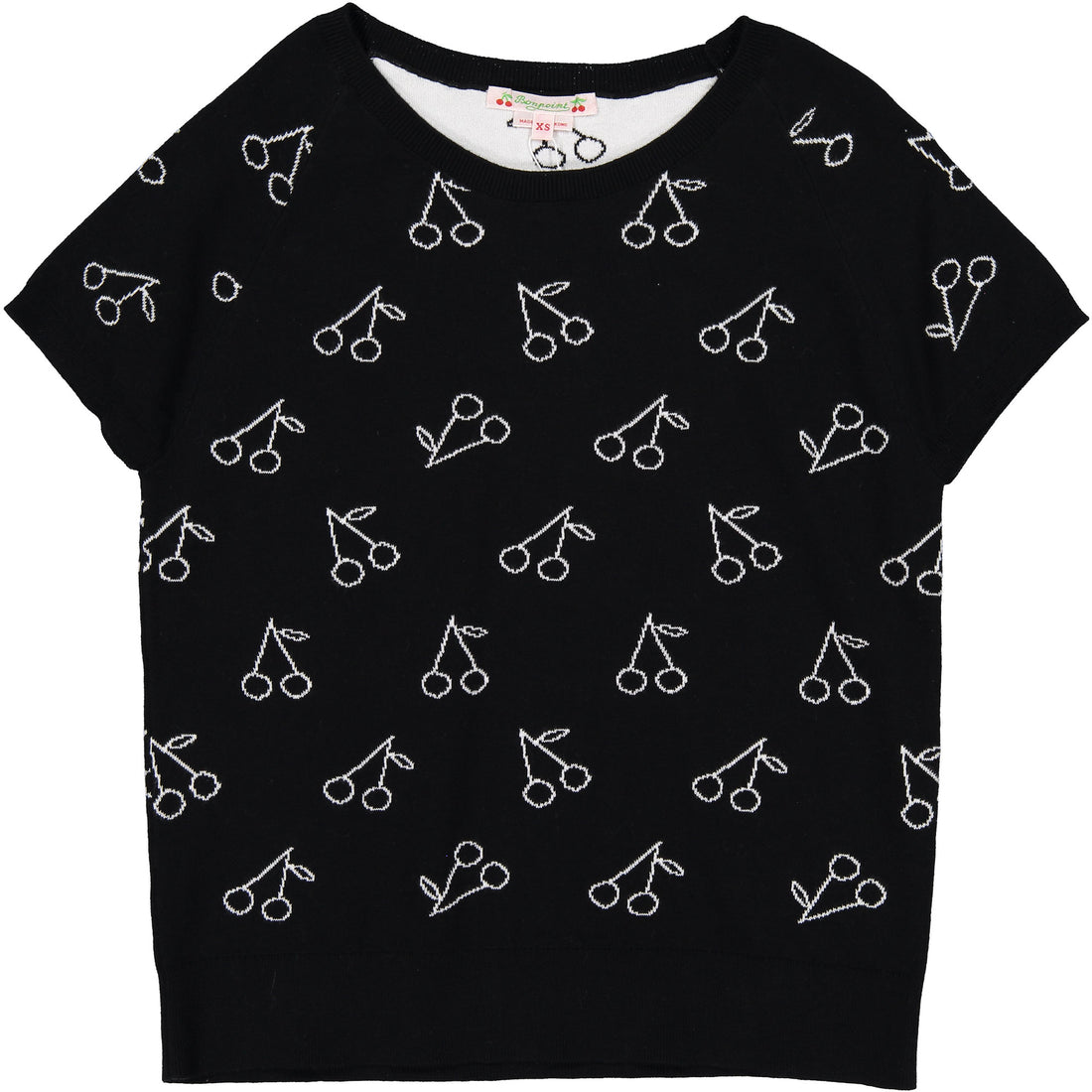 Bonpoint Black Embroidered Cherry YAM Sweater