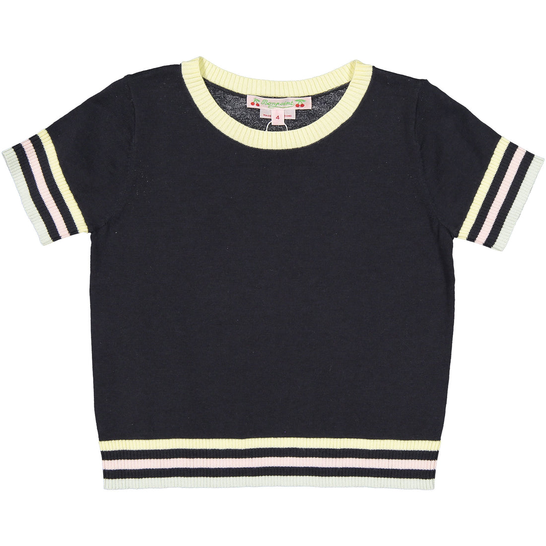 Bonpoint Off Black Stripe Trimmed Sweater
