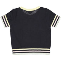 Bonpoint Off Black Stripe Trimmed Sweater