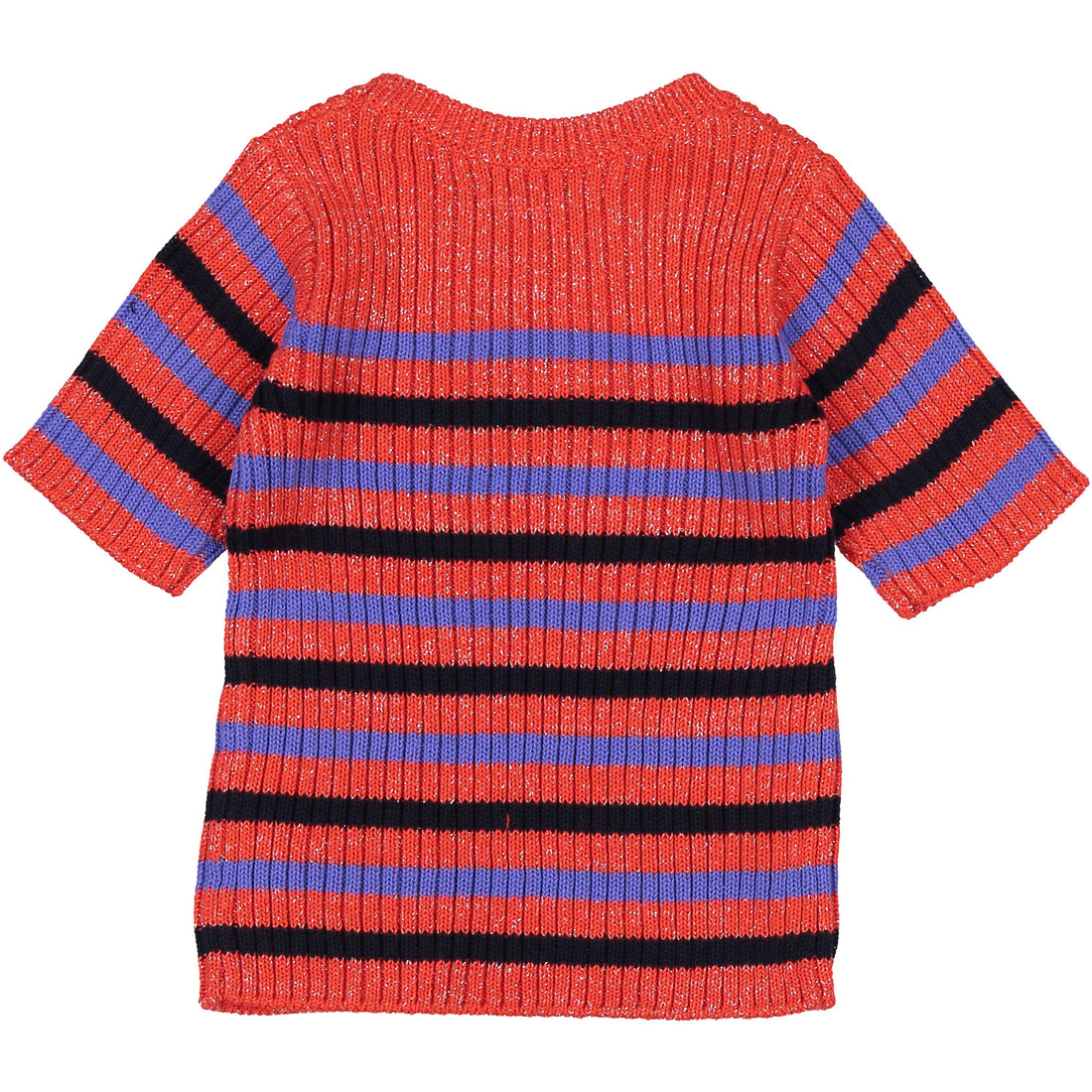 Bonpoint Red Lurex Striped Rib Sweater