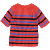 Bonpoint Red Lurex Striped Rib Sweater