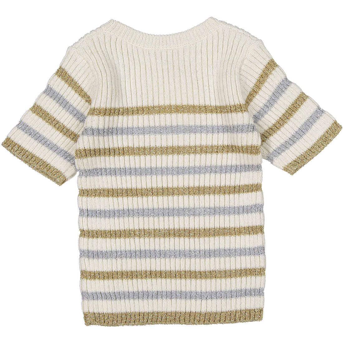 Bonpoint Ecru Lurex Striped Rib YAM Sweater