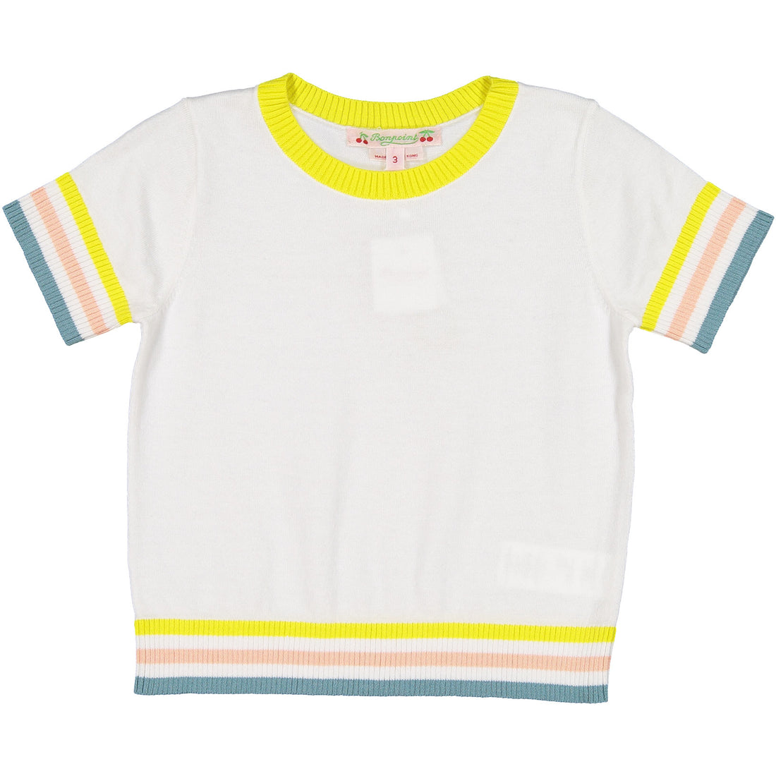 Bonpoint Ecru Stripe Trimmed Sweater