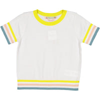 Bonpoint Ecru Stripe Trimmed Sweater