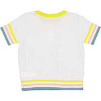 Bonpoint Ecru Stripe Trimmed Sweater