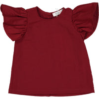 Coco Blanc Deep Red Two Piece Ruffle Set