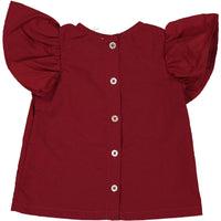 Coco Blanc Deep Red Two Piece Ruffle Set