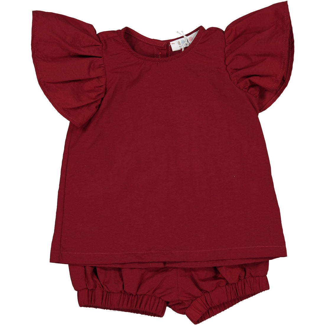 Coco Blanc Deep Red Two Piece Ruffle Set