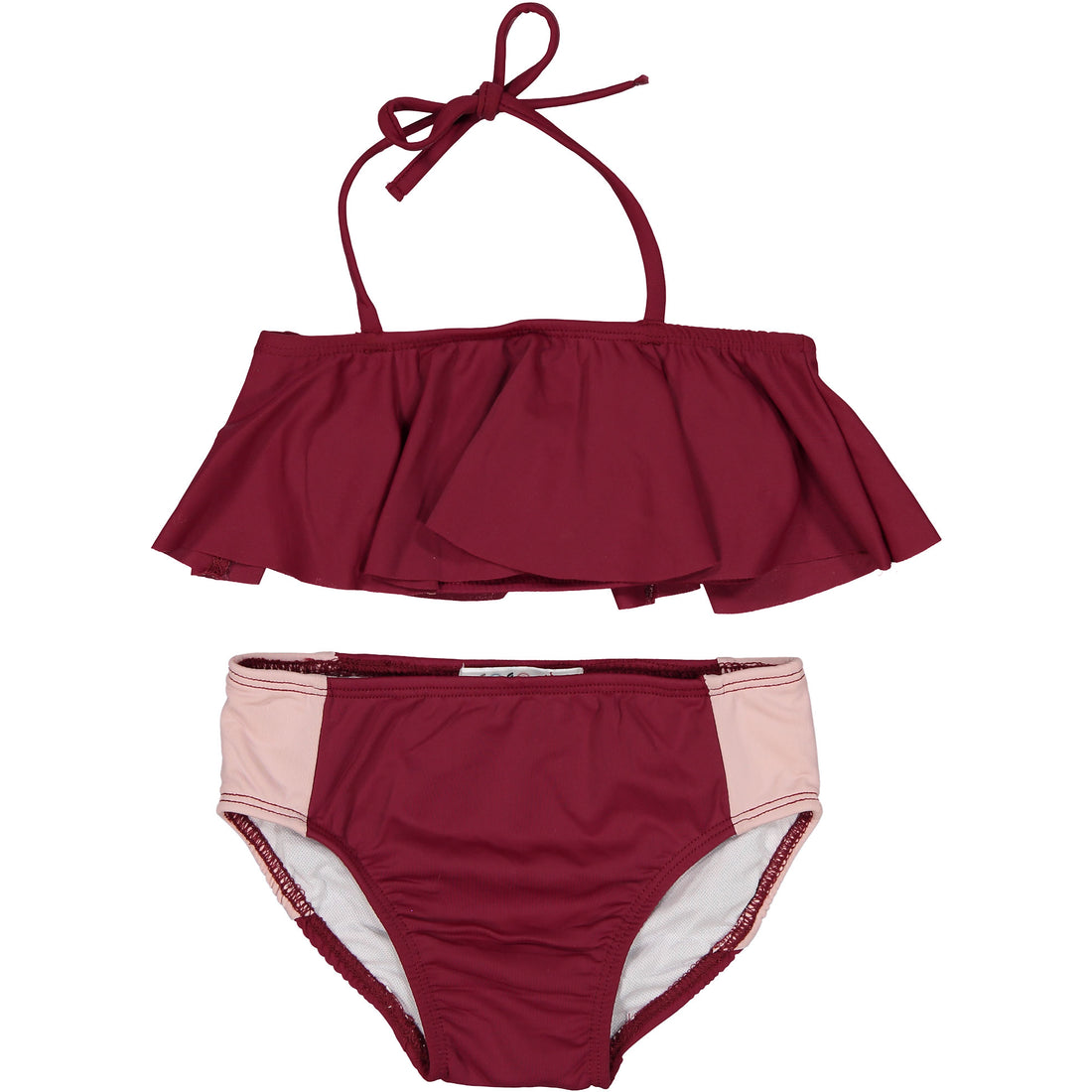 Coco Blanc Red Two Piece Ruffle Swimsuit
