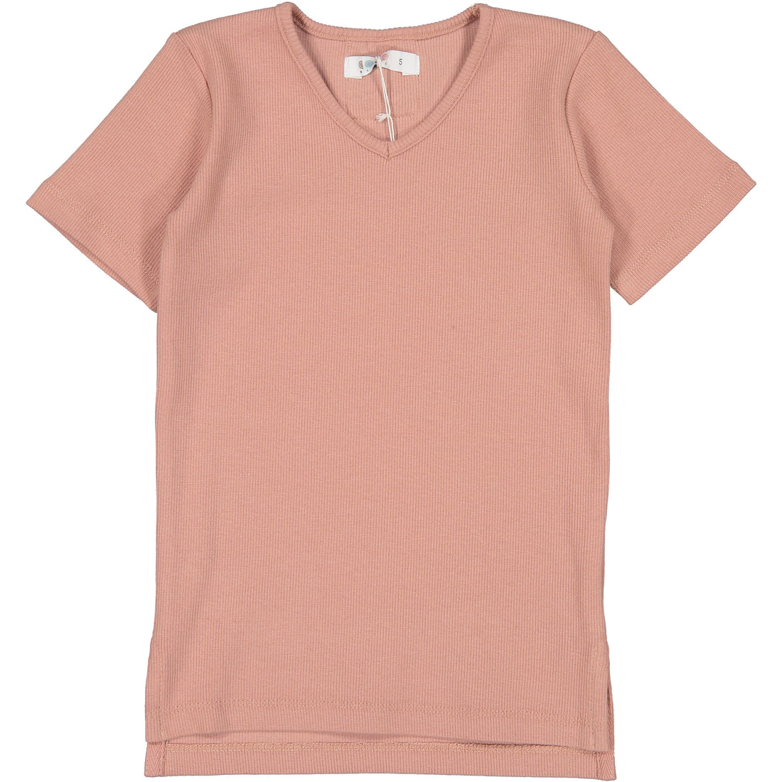 Coco Blanc Blush Pink V-neck Ribbed Tee