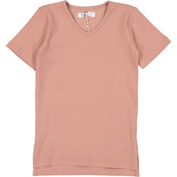 Coco Blanc Blush Pink V-neck Ribbed Tee