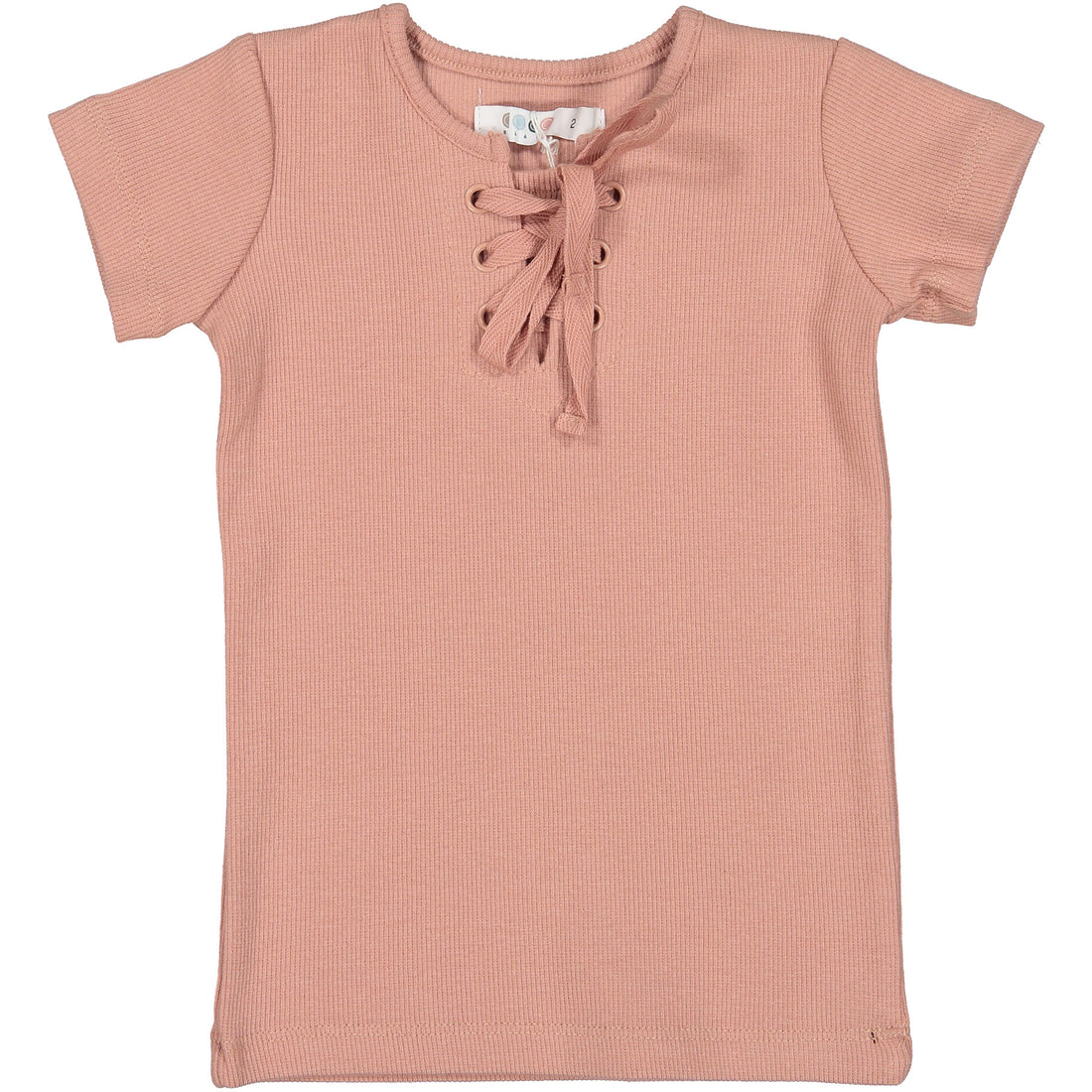 Coco Blanc Blush Pink Ribbed Short Sleeve Criss Cross Tee