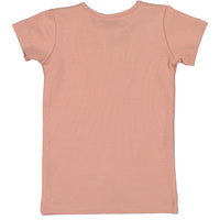 Coco Blanc Blush Pink Ribbed Short Sleeve Criss Cross Tee