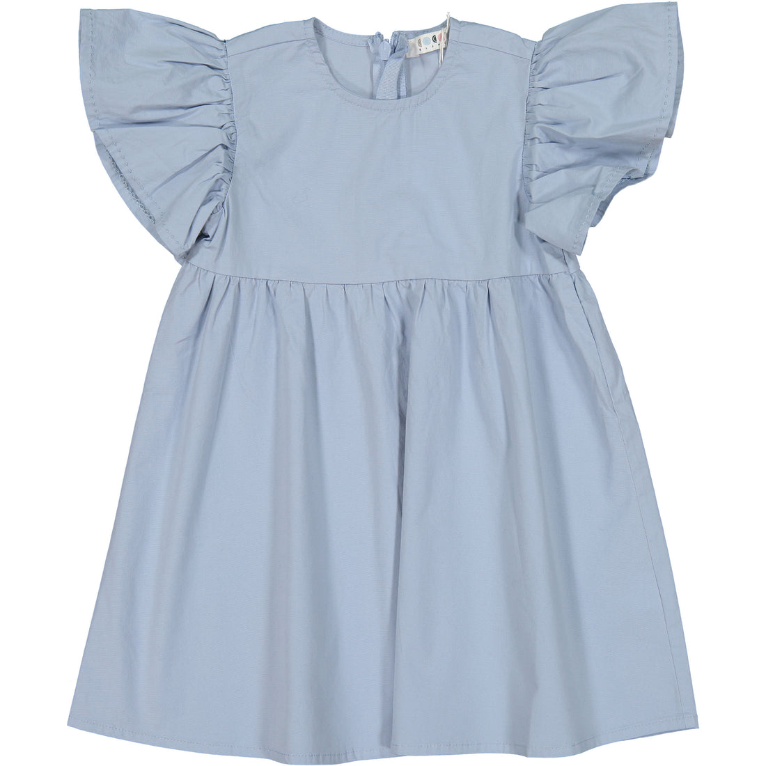 Coco Blanc Light Blue Short Sleeve Ruffle Pleat Dress
